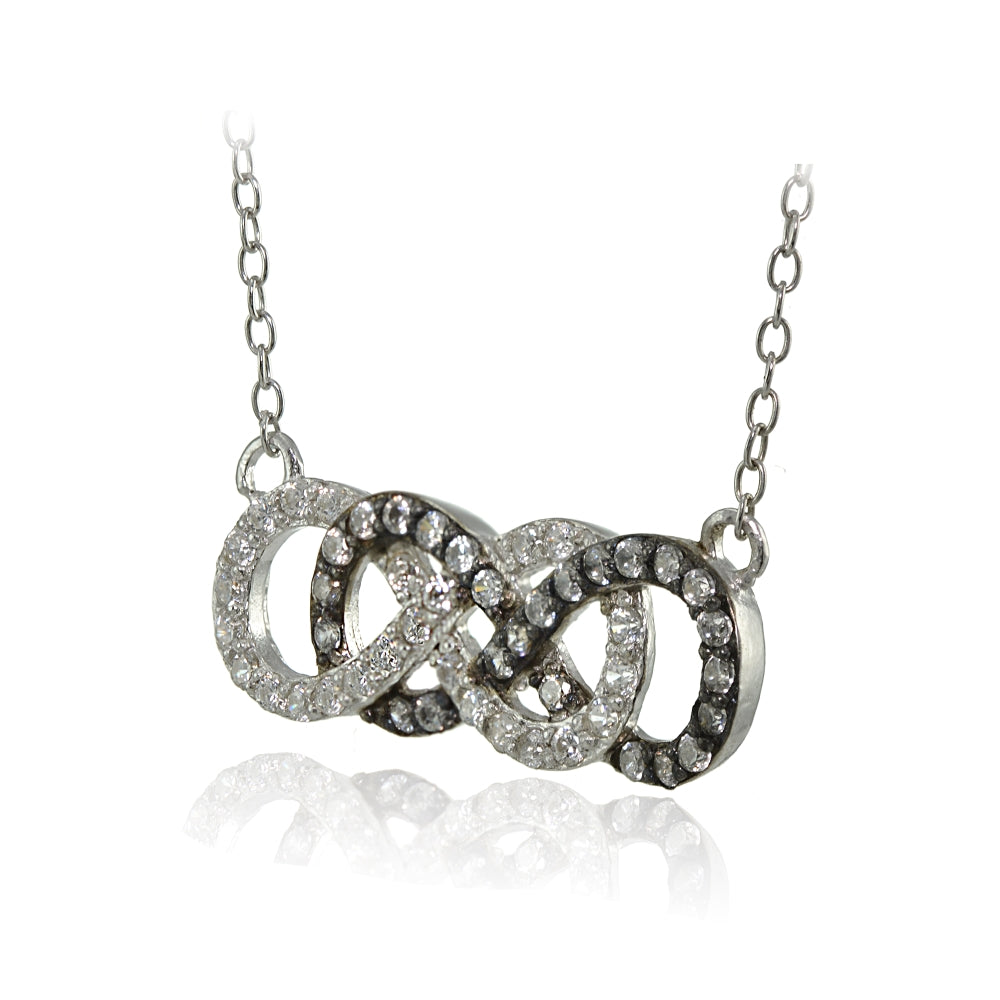 Sterling Silver Cubic Zirconia Double Infinity Fashion Necklace-2