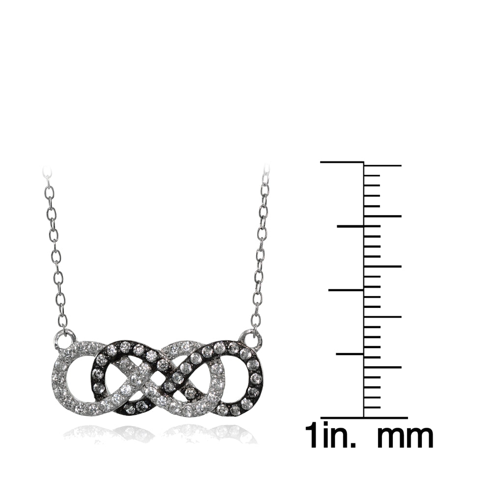 Sterling Silver Cubic Zirconia Double Infinity Fashion Necklace-3
