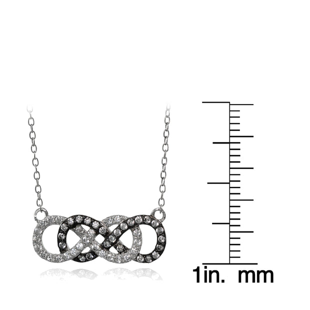 Sterling Silver Cubic Zirconia Double Infinity Fashion Necklace