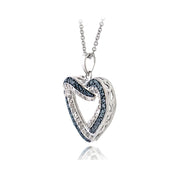 0.50ct TDW Blue & White Diamond Open Heart Necklace