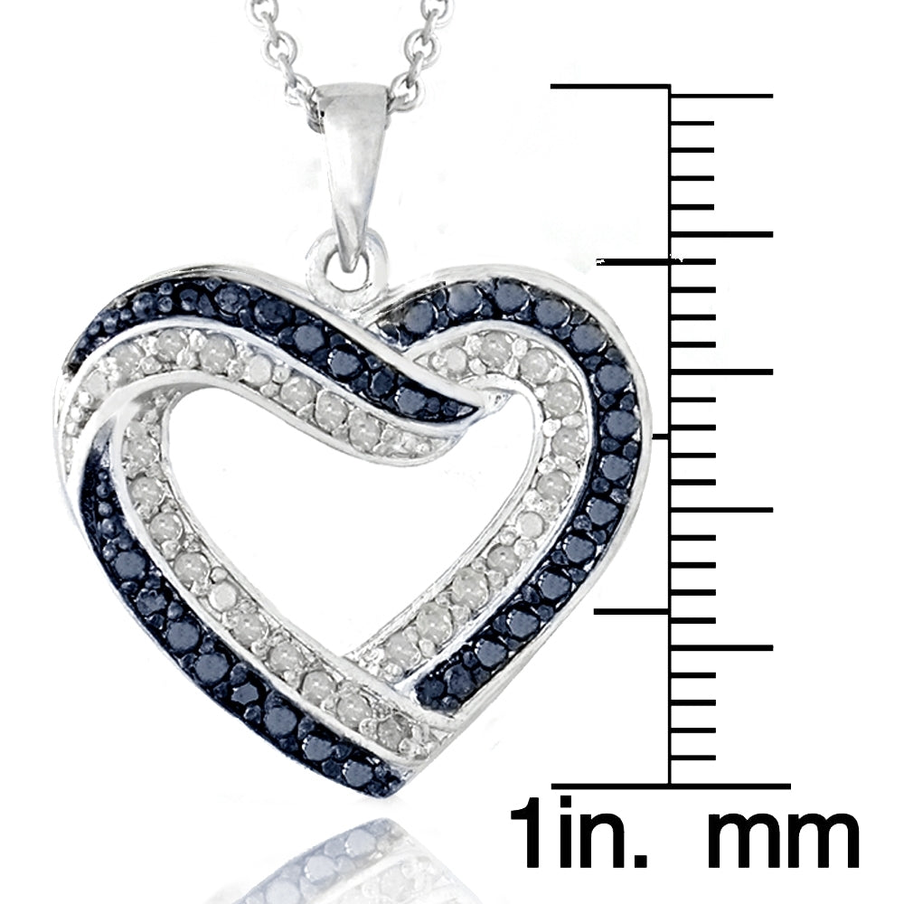 0.50ct TDW Blue & White Diamond Open Heart Necklace-3