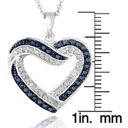 0.50ct TDW Blue & White Diamond Open Heart Necklace