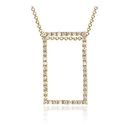 18K Gold over Sterling Silver CZ Rectangle Pendant