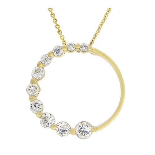 18K Over Sterling Silver CZ Journey Circle Slide Pendant