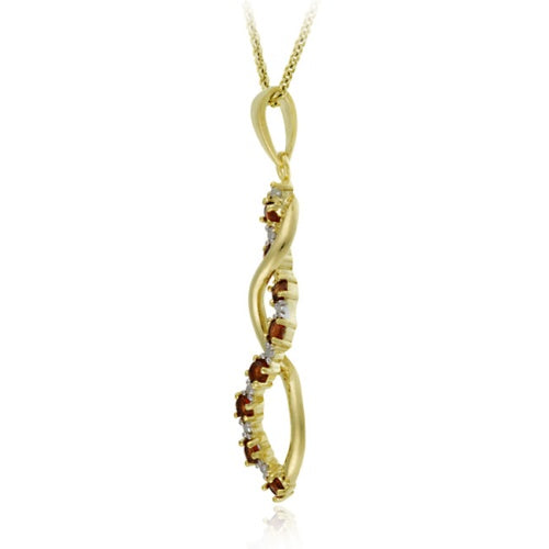 18K Gold Over Sterling Silver Garnet & Diamond Accent Journey Pendant-2