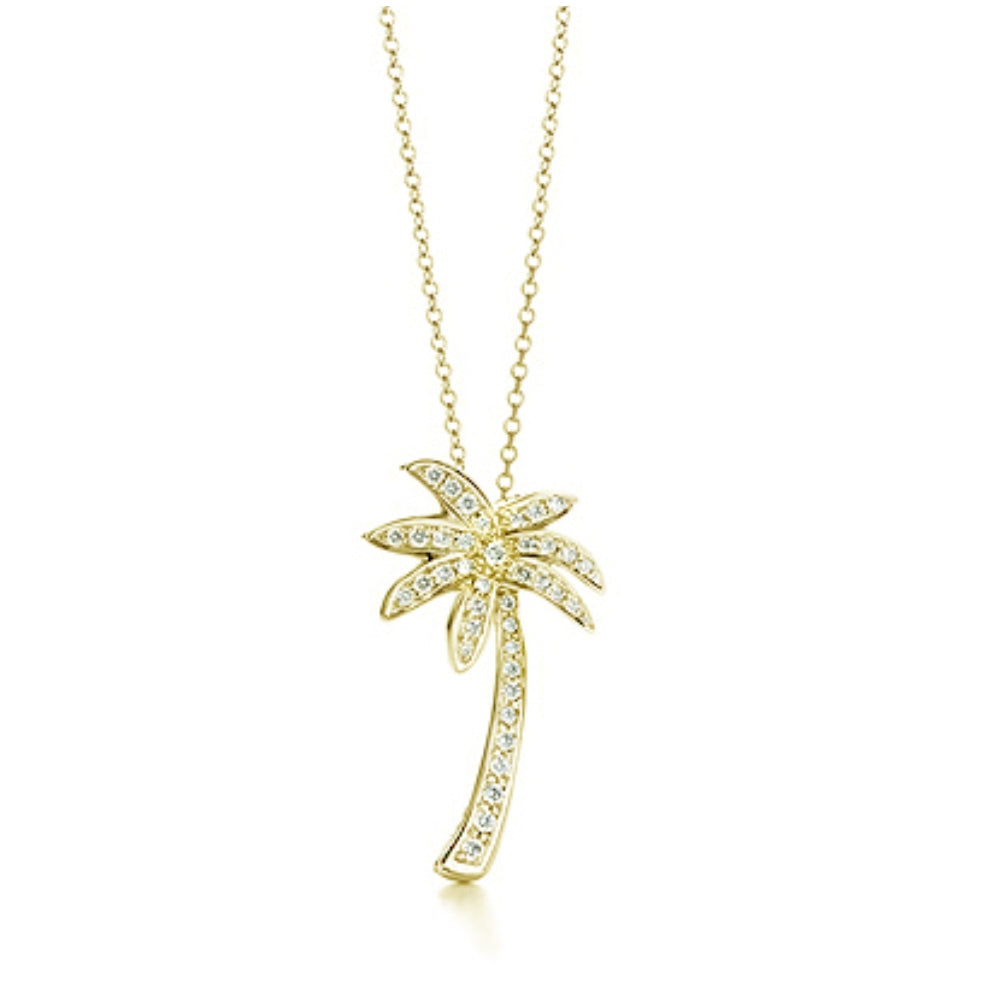 18k Gold over Silver Designer-Inspired CZ Palm Tree Pendant
