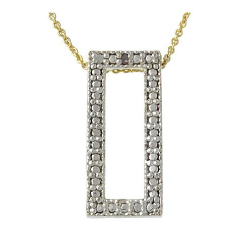 18k Gold over Silver Diamond Accented Rectangle Pendant