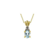 18k Gold over Silver Diamond Accented Oval Blue Topaz Pendant
