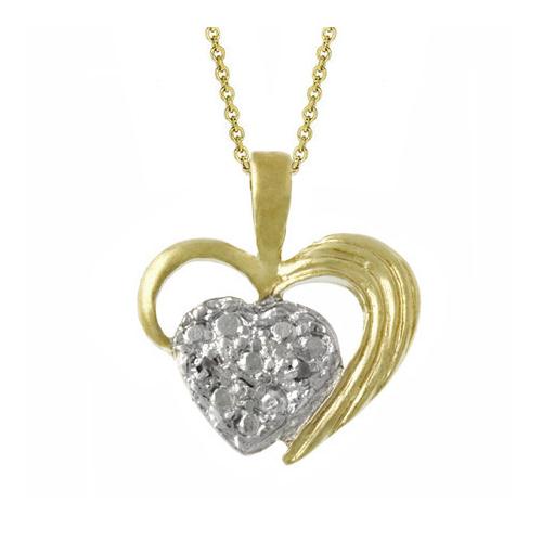 18k Gold over Silver Two-Toned Diamond Accent Heart Pendant