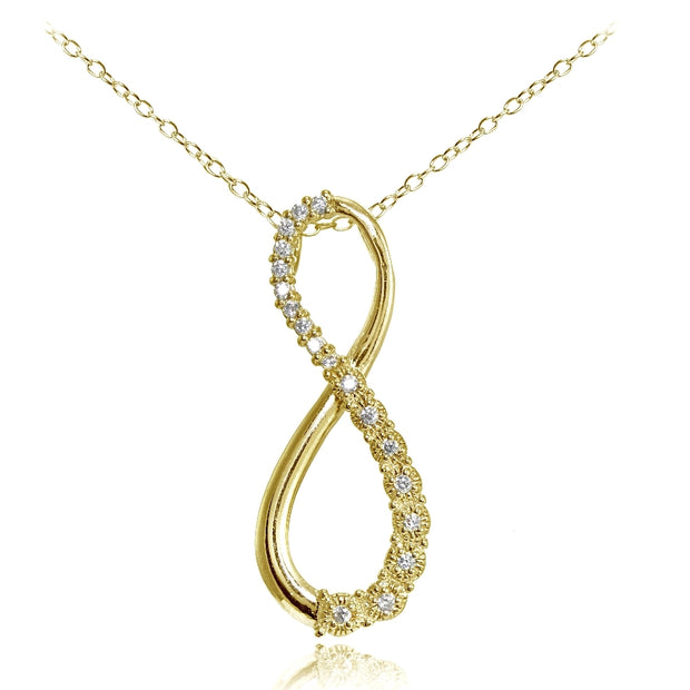 Yellow Gold Flashed Sterling Silver Cubic Zirconia Infinity Figure 8 Necklace