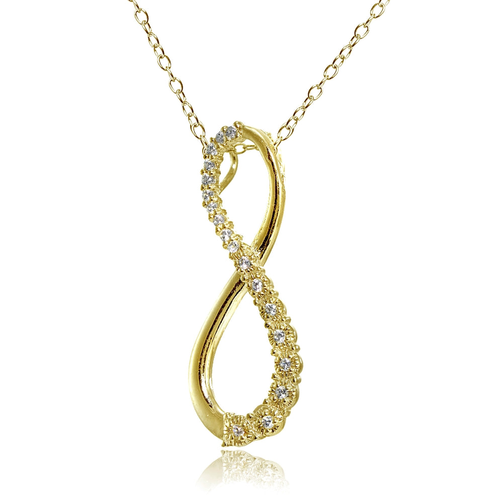 Yellow Gold Flashed Sterling Silver Cubic Zirconia Infinity Figure 8 Necklace-2