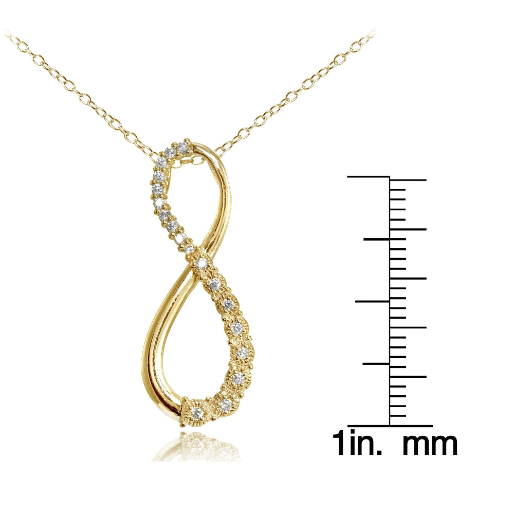 Yellow Gold Flashed Sterling Silver Cubic Zirconia Infinity Figure 8 Necklace-3