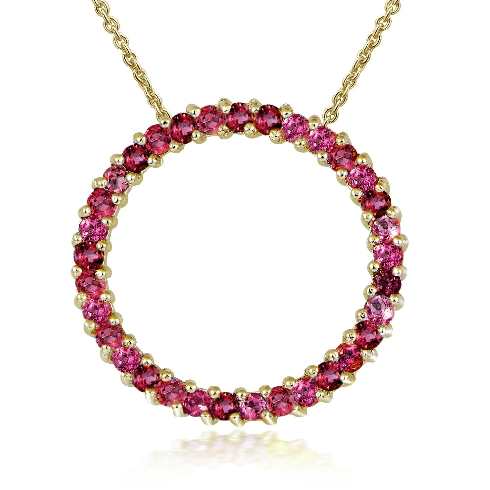 Gold Tone over Sterling Silver 1.6ct. TGW Ruby Circle Necklace