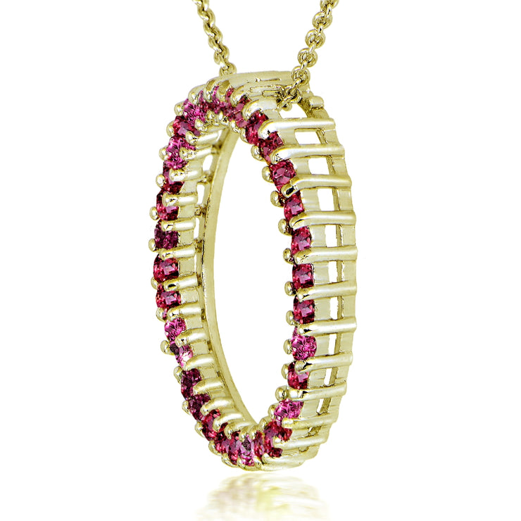 Gold Tone over Sterling Silver 1.6ct. TGW Ruby Circle Necklace