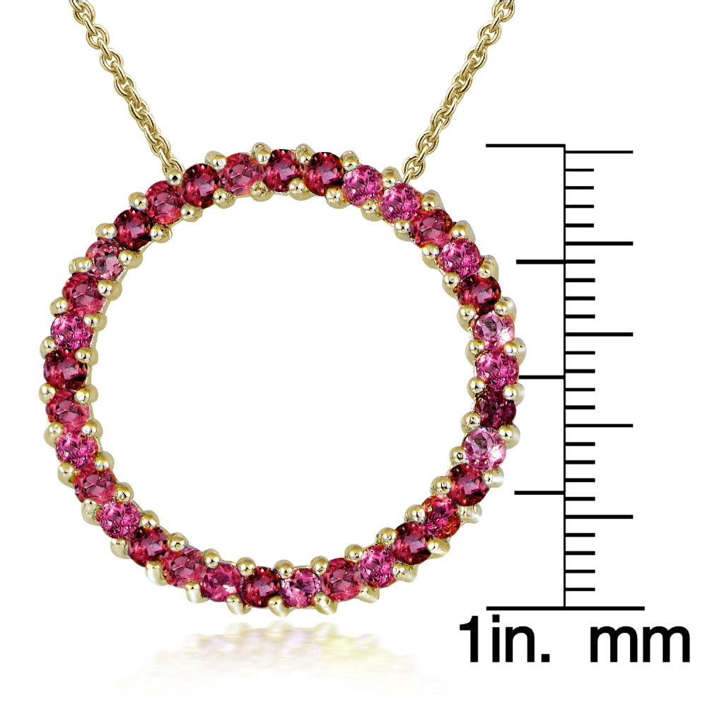 Gold Tone over Sterling Silver 1.6ct. TGW Ruby Circle Necklace-3