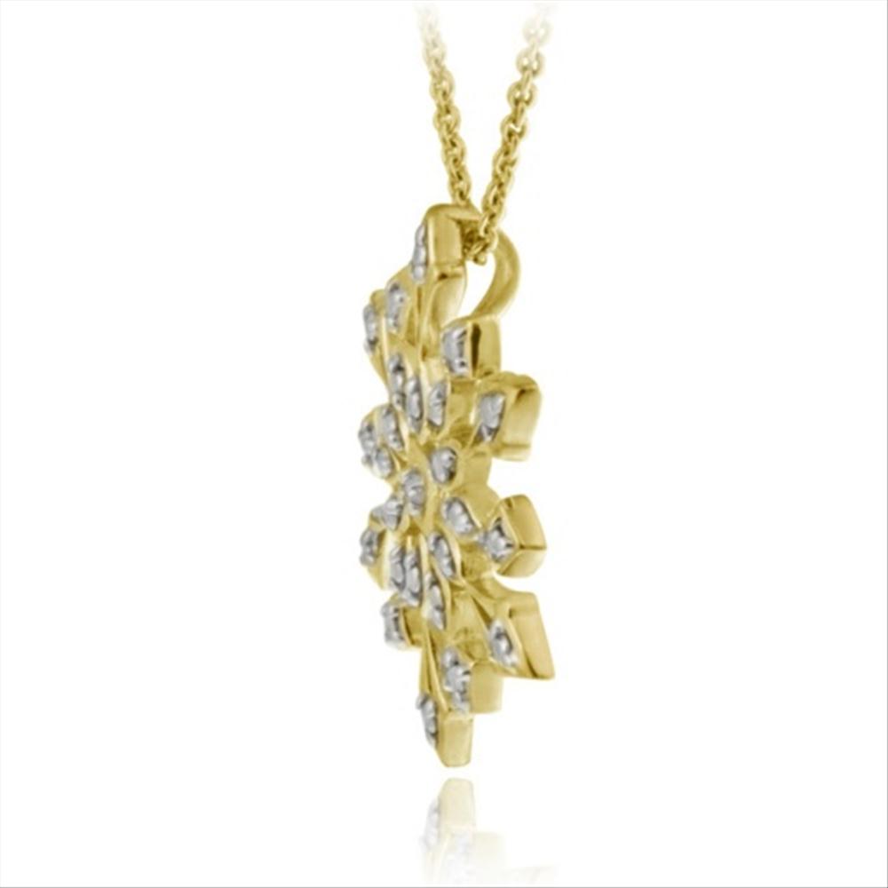 18K Gold over Sterling Silver Genuine Diamond Accent Snowflake Pendant-3