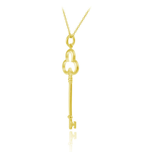 18K Gold over Sterling Silver Designer Inspired Clover Key Pendant