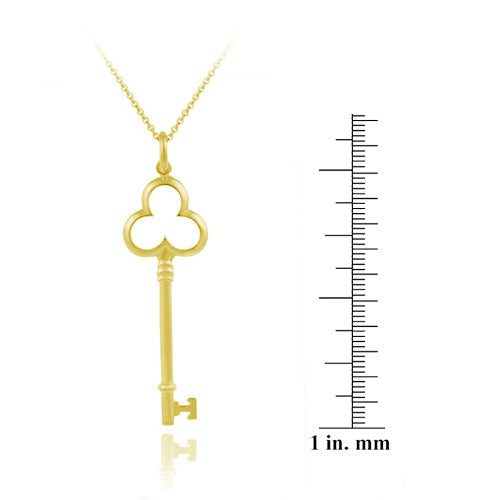 18K Gold over Sterling Silver Designer Inspired Clover Key Pendant-3