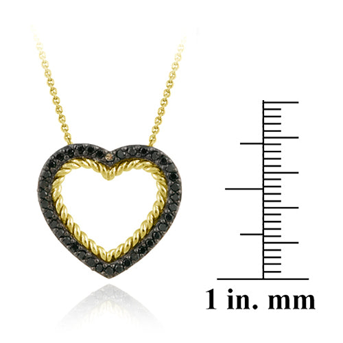 18K Gold over Sterling Silver and .38ct. TDW Champagne Diamond Open Heart Pendant-3