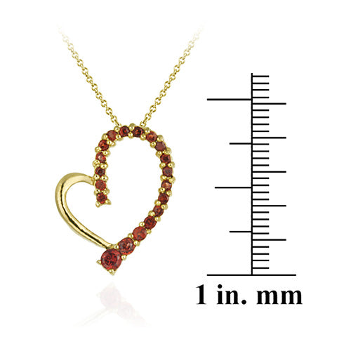 18K Gold over Sterling Silver Garnet Floating Open Heart Journey Pendant-3