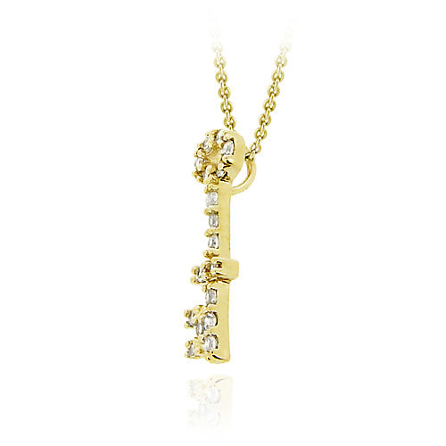 18K Gold over Sterling Silver Designer Inspired CZ Mini Key Slide Pendant-2