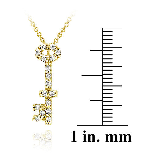 18K Gold over Sterling Silver Designer Inspired CZ Mini Key Slide Pendant-3