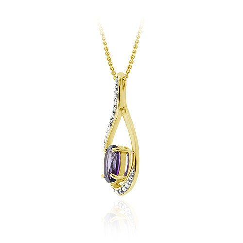 18K Gold over Sterling Silver Amethyst & Diamond Accent Infinity Pendant-2