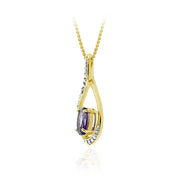 18K Gold over Sterling Silver Amethyst & Diamond Accent Infinity Pendant