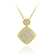 18K Gold over Sterling Silver CZ Micro Pave Square Pendant
