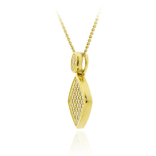 18K Gold over Sterling Silver CZ Micro Pave Square Pendant-2