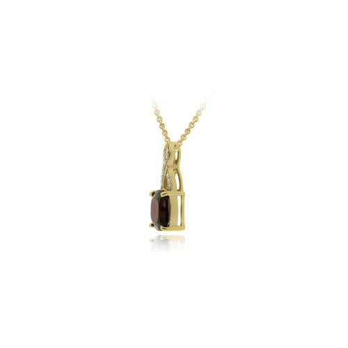 18K Gold over Sterling Silver 6.1ct TGW Garnet & Diamond Accent Square Twist Pendant-2