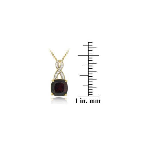 18K Gold over Sterling Silver 6.1ct TGW Garnet & Diamond Accent Square Twist Pendant-3