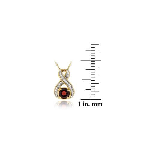 18K Gold over Sterling Silver Garnet & Diamond Accent Twist Pendant-3