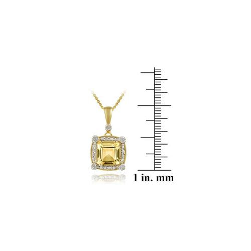 18K Gold over Sterling Silver 2.35ct Citrine & Diamond Accent Square Pendant-3
