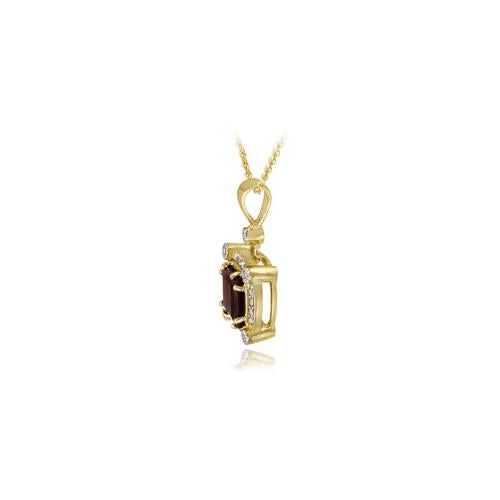 18K Gold over Sterling Silver 2.75ct Garnet & Diamond Accent Square Pendant-2