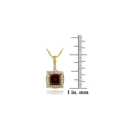 18K Gold over Sterling Silver 2.75ct Garnet & Diamond Accent Square Pendant-3