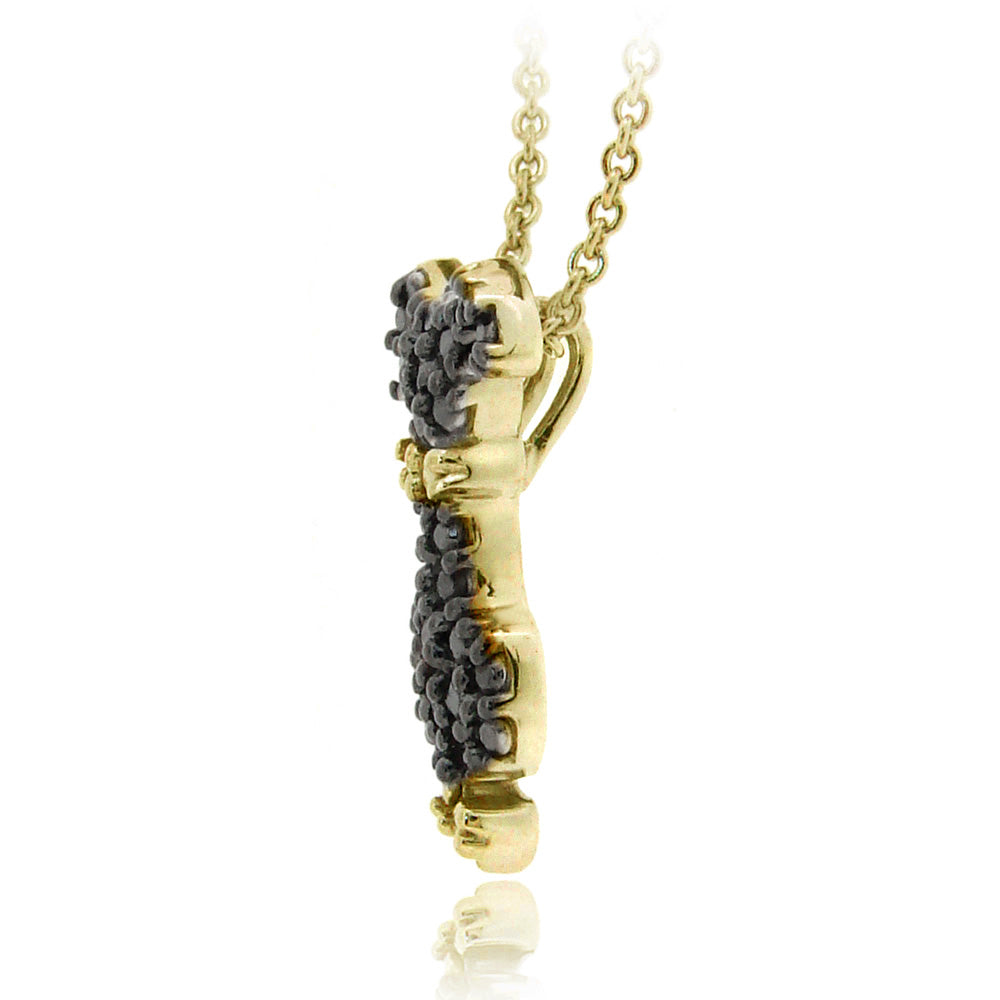18K Gold over Sterling Silver Black Diamond Accent Puppy Dog Necklace-2