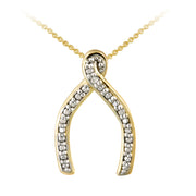 18K Gold over Sterling Silver Diamond Accent Wishbone Necklace