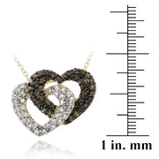 18K Gold over Sterling Silver 2/5ct Champagne Diamond & White Topaz Interlocking Hearts Necklace