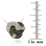 18k Gold over Sterling Silver 1/3ct Champagne Diamond, Black Diamond Accent & White Topaz Love Knot Necklace