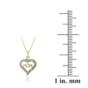18K Gold over Sterling Silver 1/10 ct Diamond Mom Open Heart Necklace