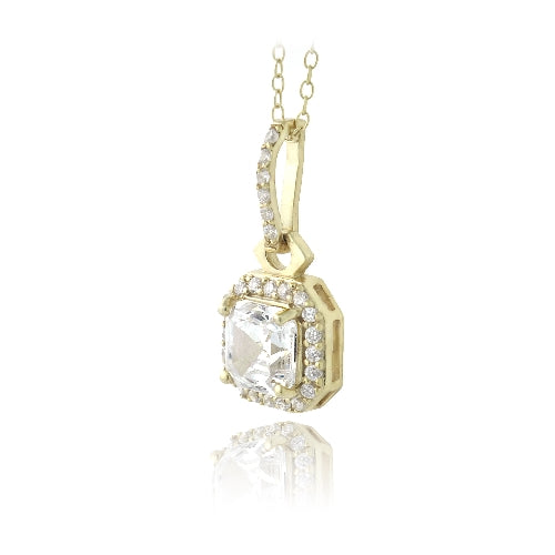 18K Gold over Sterling Silver 2ct Asscher Cut CZ Drop Necklace-3