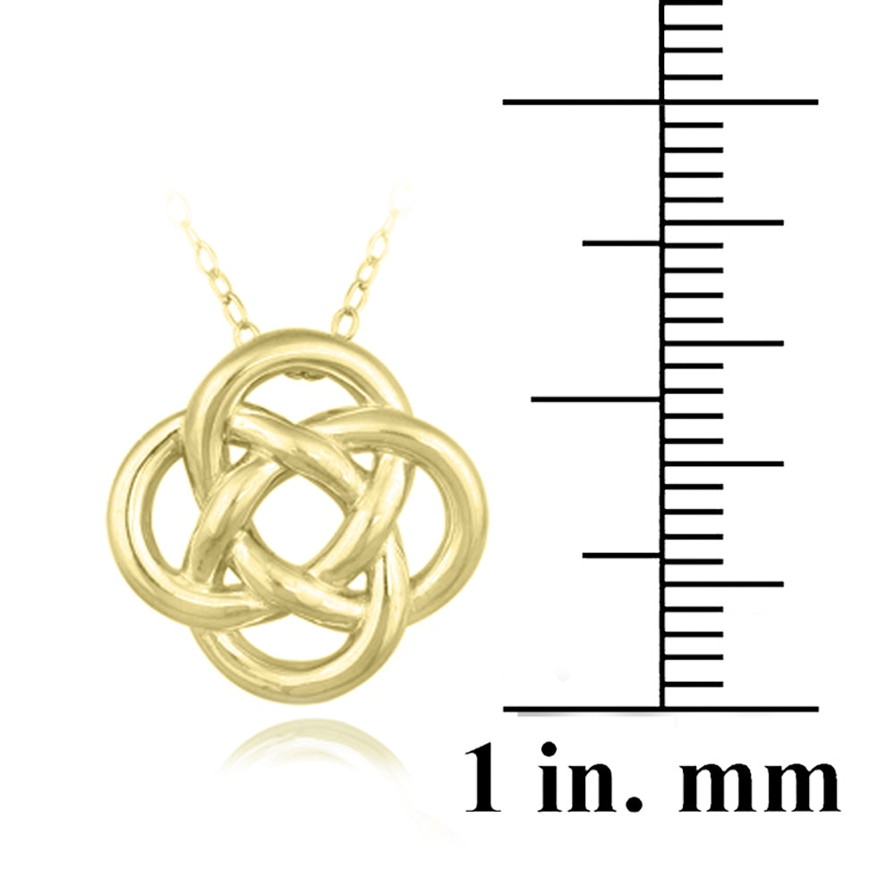 Yellow Gold Flashed over Sterling Silver Love Knot Flower Necklace-2