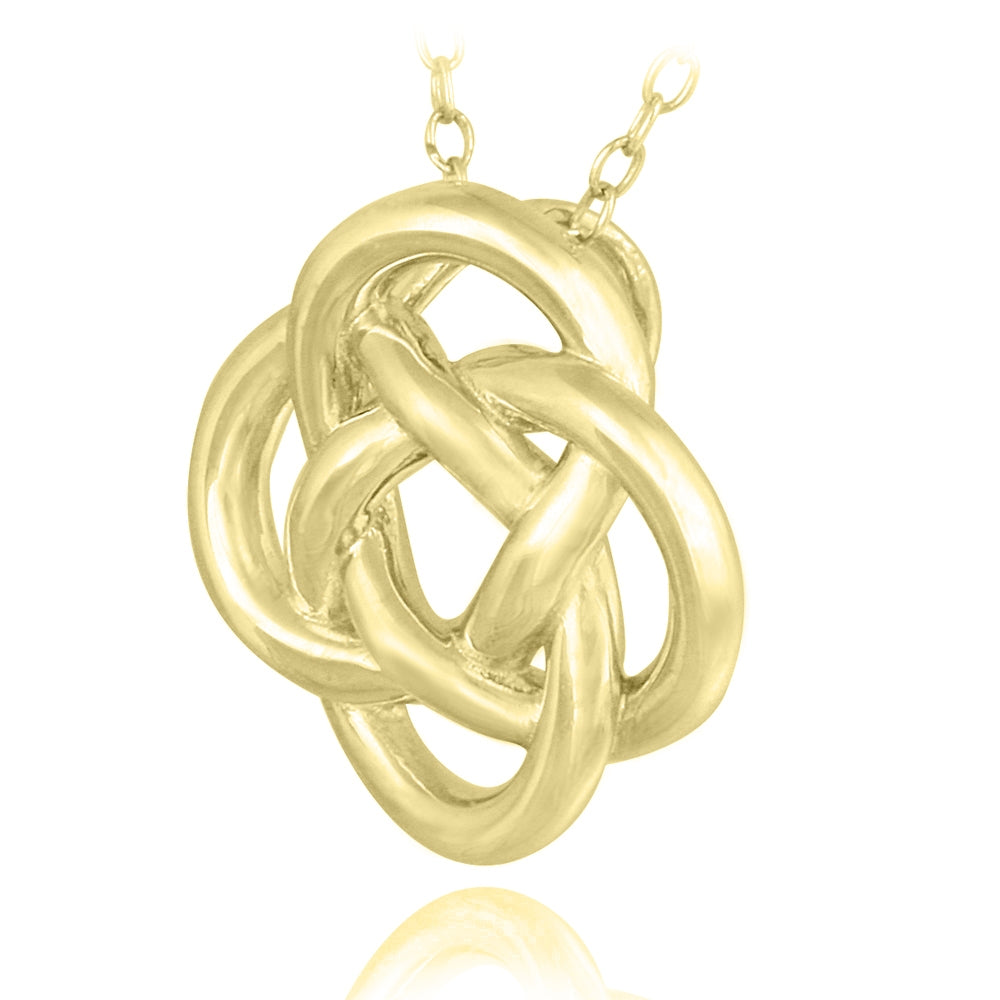 Yellow Gold Flashed over Sterling Silver Love Knot Flower Necklace-3