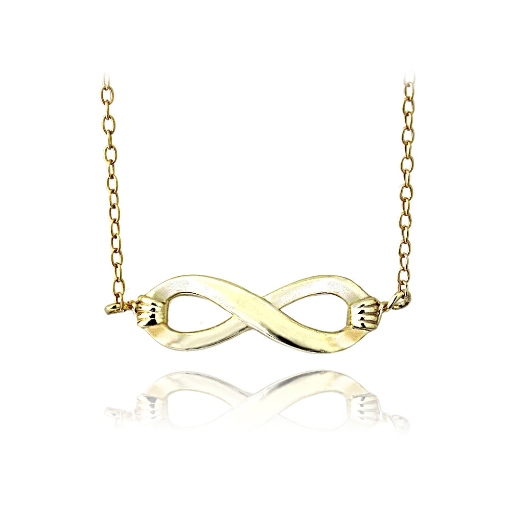 Yellow Gold Flashed Sterling Silver Small Infinity Polished Necklace