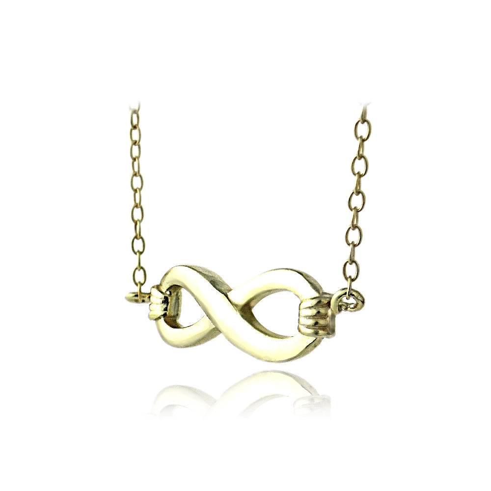 Yellow Gold Flashed Sterling Silver Small Infinity Polished Necklace-2
