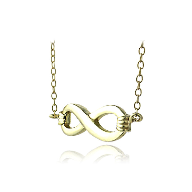 Yellow Gold Flashed Sterling Silver Small Infinity Polished Necklace