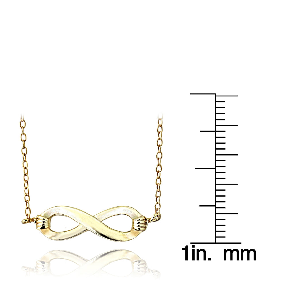 Yellow Gold Flashed Sterling Silver Small Infinity Polished Necklace-3