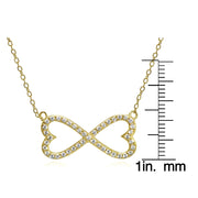 Yellow Gold Flashed Sterling Silver Cubic Zirconia Heart Infinity Necklace