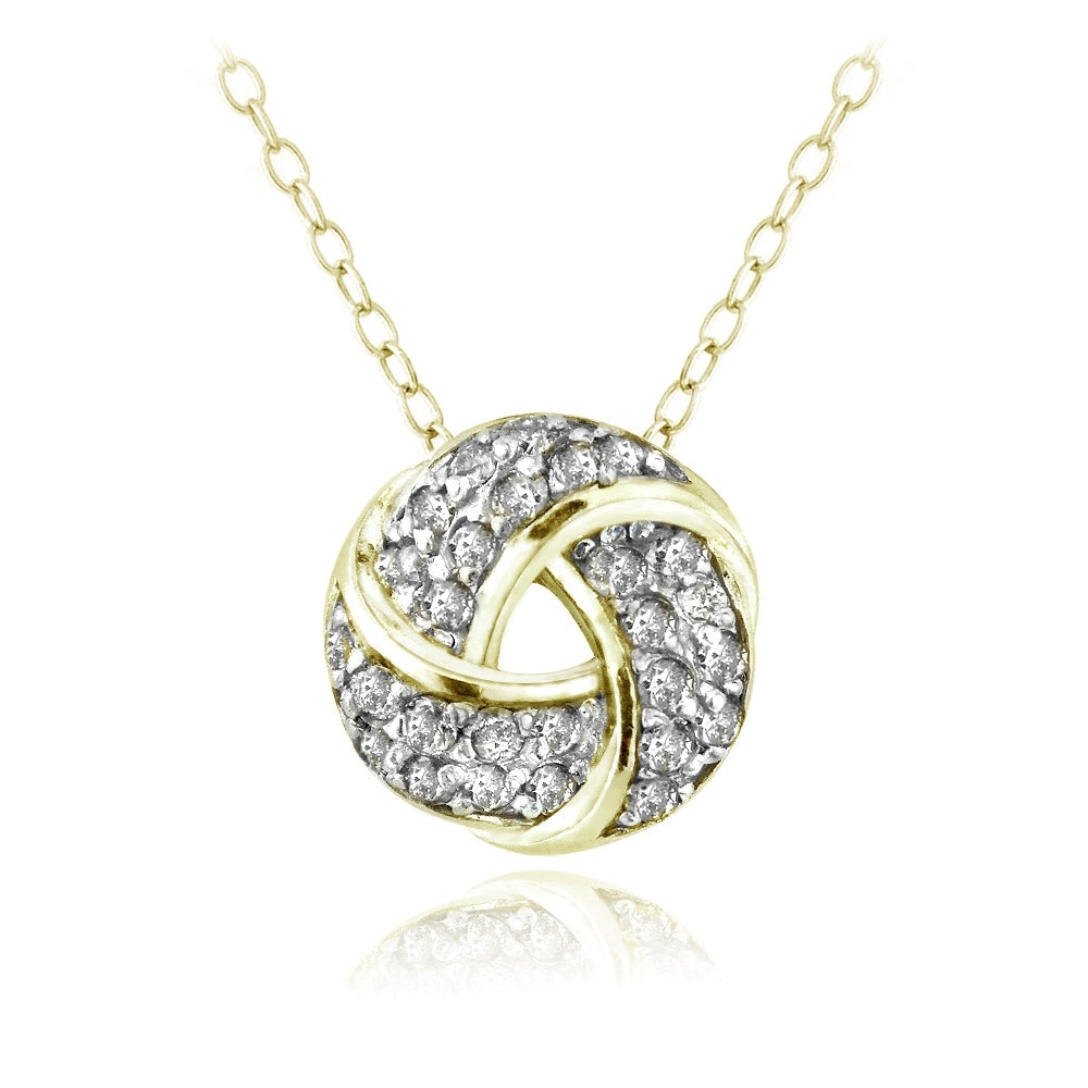 Gold Tone over Sterling Silver 1/4 ct Diamond Love Knot Necklace, (H-I, I2)